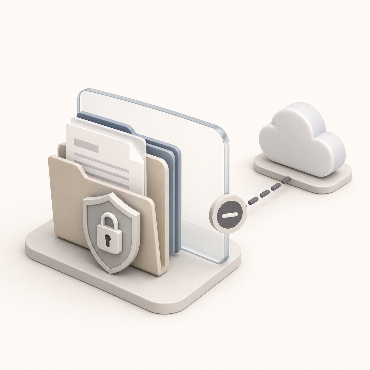 A locked folder of documents disconnected from the cloud