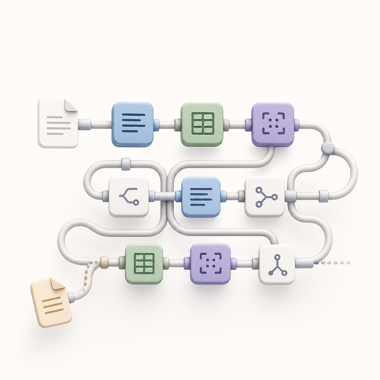A tangle of connected document-processing nodes